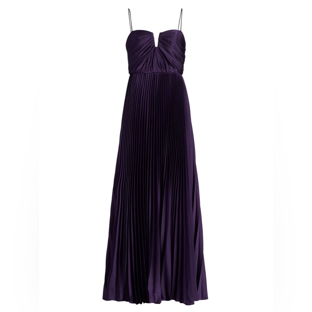 As It May Elegant Purple Pleated Halter Evening Dress